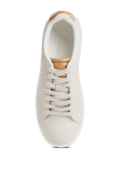 Minky Faux Leather & Suede Lace Up Casual Sneakers