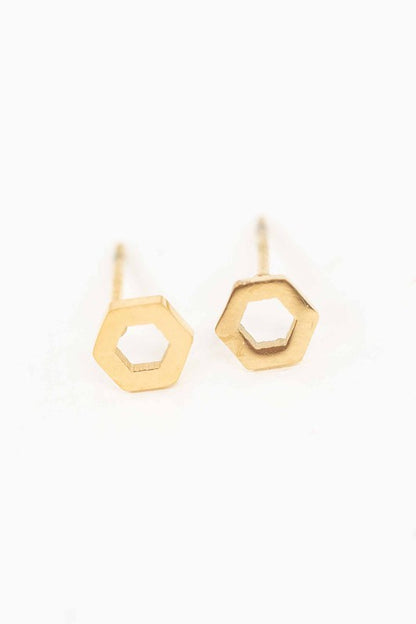 Hexagon Outline Stud Earrings