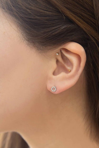 Hexagon Outline Stud Earrings