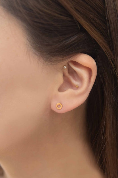 Hexagon Outline Stud Earrings