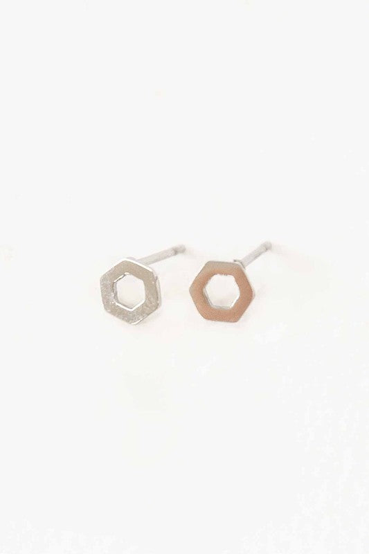 Hexagon Outline Stud Earrings