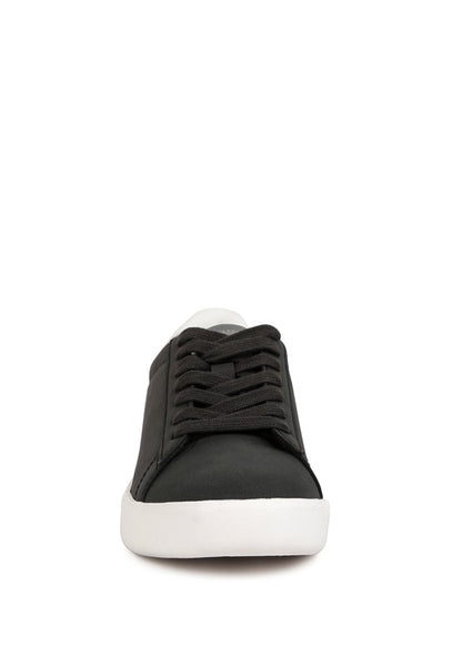 Minky Contrast Heel Lace-up Sneakers