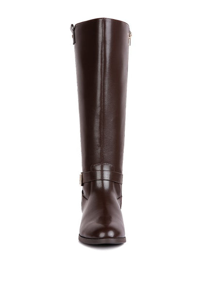 Renny Buckle Strap Embellished Calf Boots