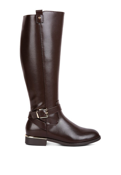 Renny Buckle Strap Embellished Calf Boots