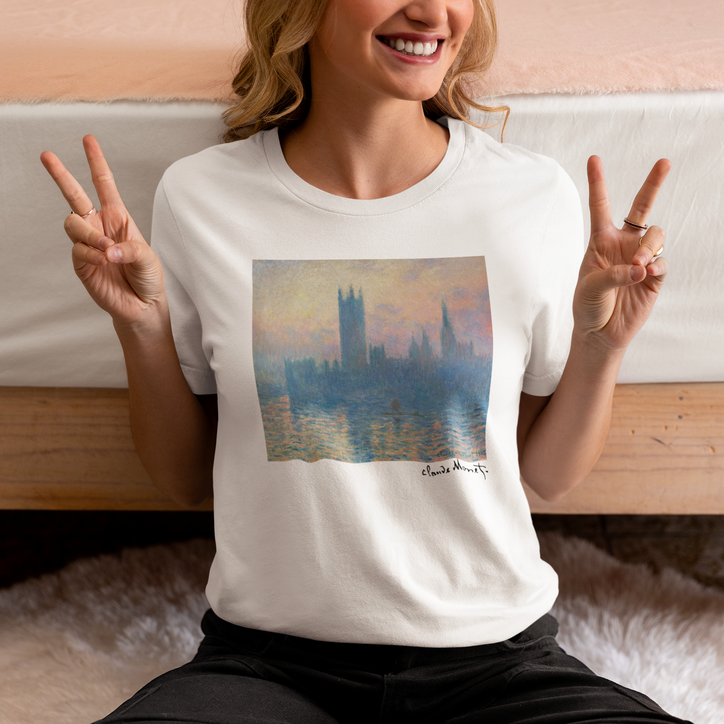 Monet Print T-Shirt - The Houses of Parliament, Sunset