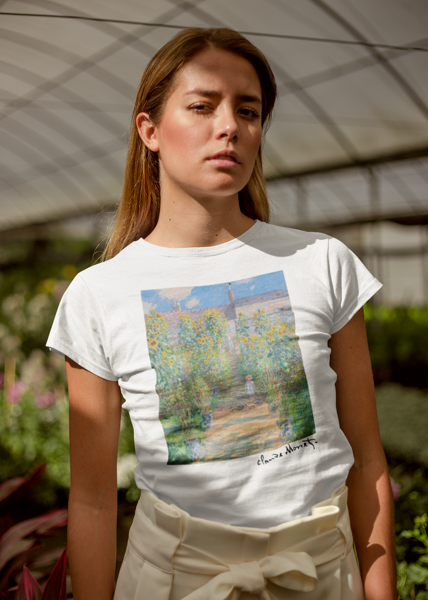 Monet Print T-Shirt, The Artist's Garden at Vétheuil