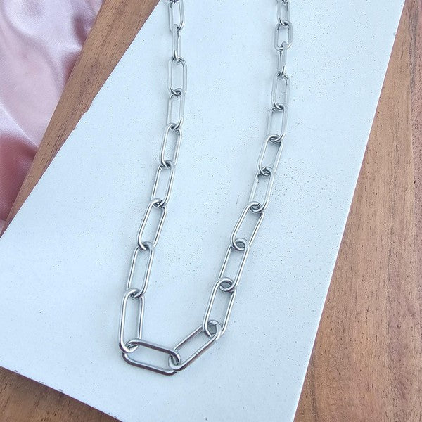 Luxe Silver Chunky Paper Clip Chain - 18in