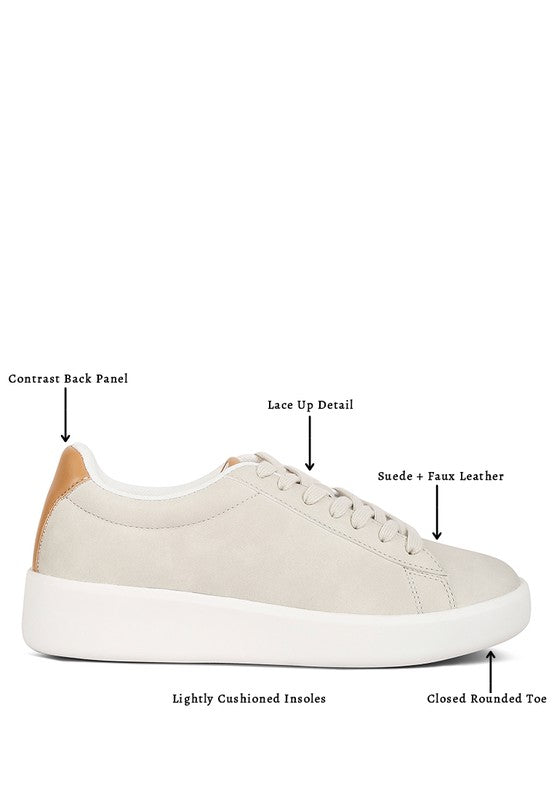 Minky Faux Leather & Suede Lace Up Casual Sneakers