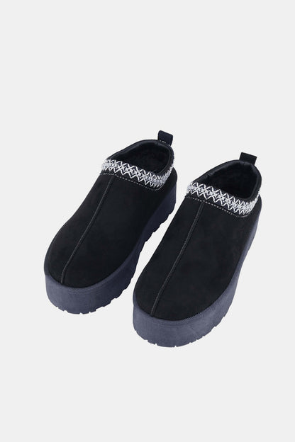 Platform Embroidered Trim Slip-On