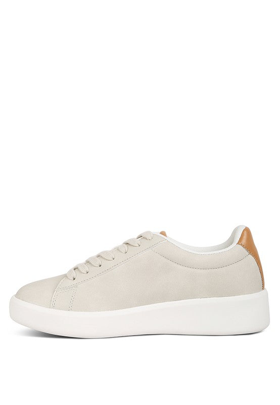 Minky Faux Leather & Suede Lace Up Casual Sneakers