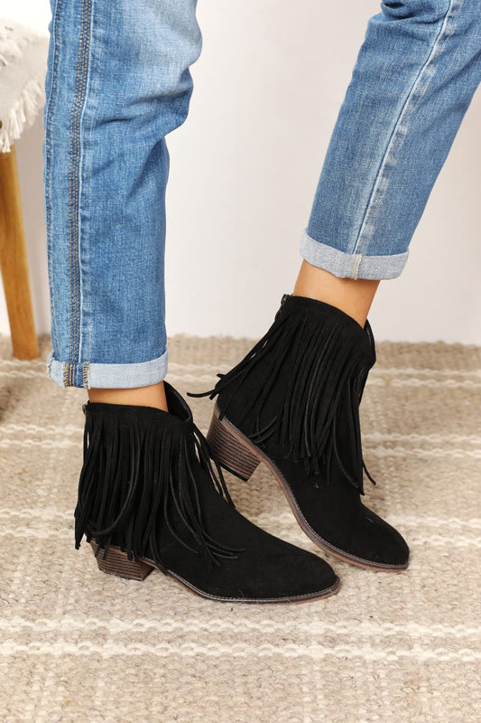 Fringe-Embellished Ankle Boots