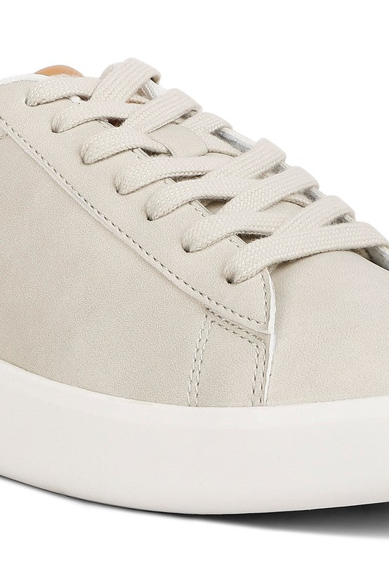 Minky Faux Leather & Suede Lace Up Casual Sneakers