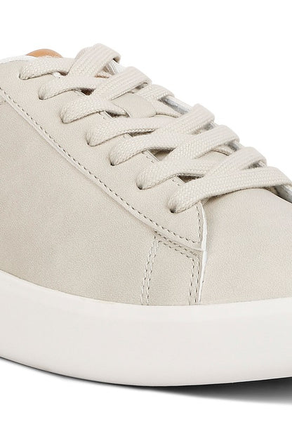 Minky Faux Leather & Suede Lace Up Casual Sneakers