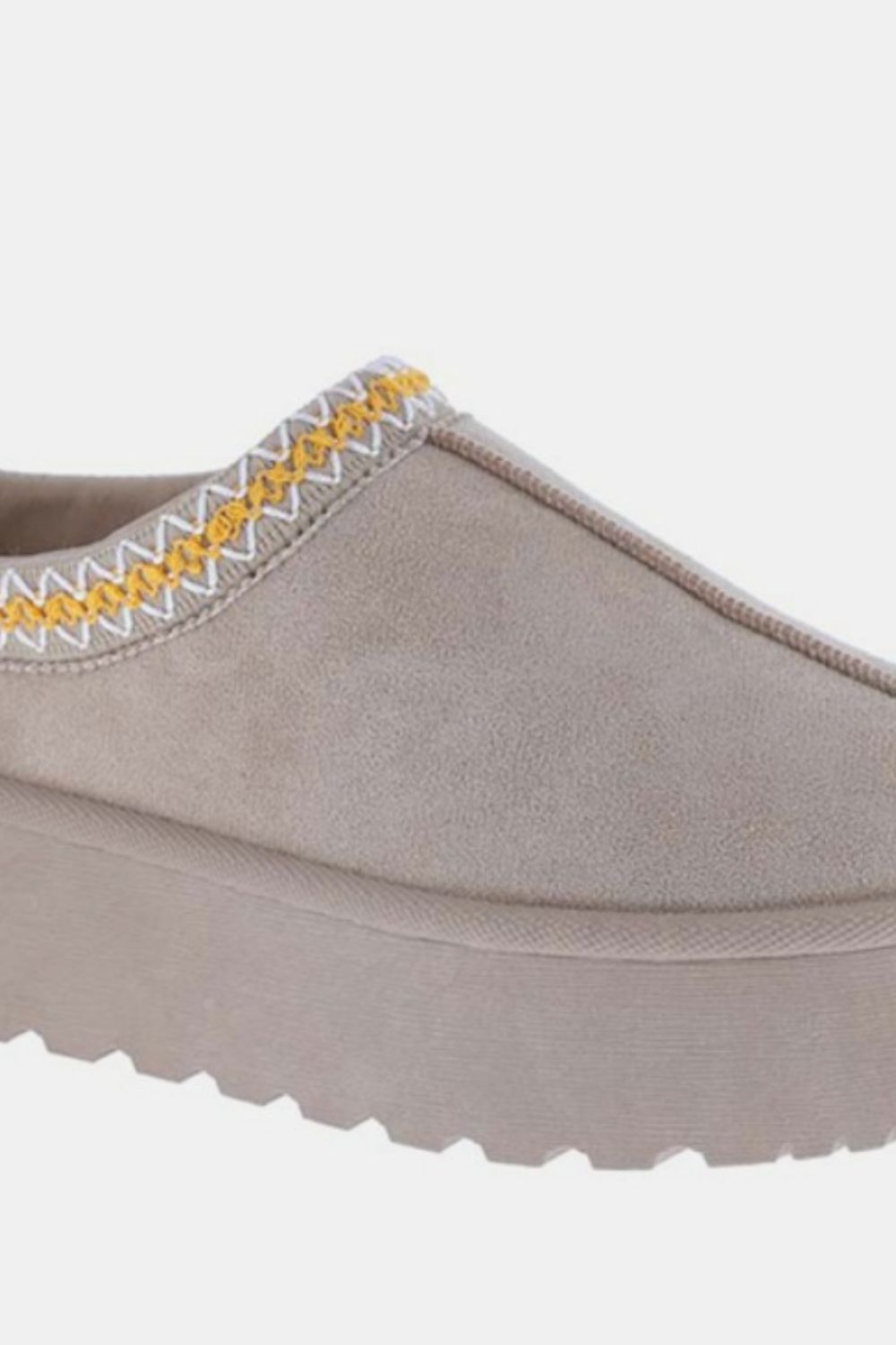 Cream Platform Embroidered Trim Slip-Ons