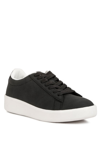 Minky Faux Leather & Suede Lace Up Casual Sneakers