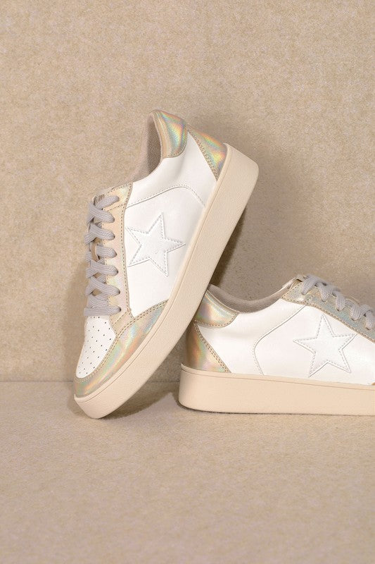 Star Low Top Sneakers with Iridescent Trim