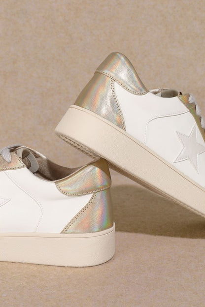 Star Low Top Sneakers with Iridescent Trim