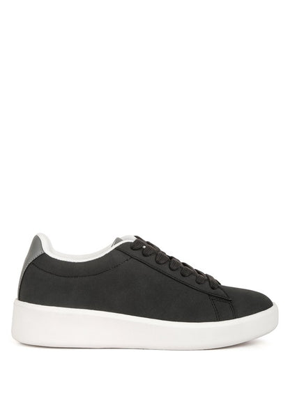 Minky Faux Leather & Suede Lace Up Casual Sneakers