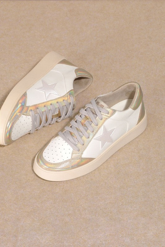 Star Low Top Sneakers with Iridescent Trim