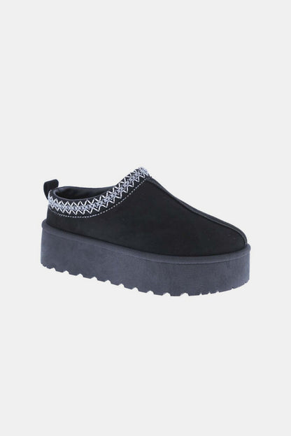 Platform Embroidered Trim Slip-On